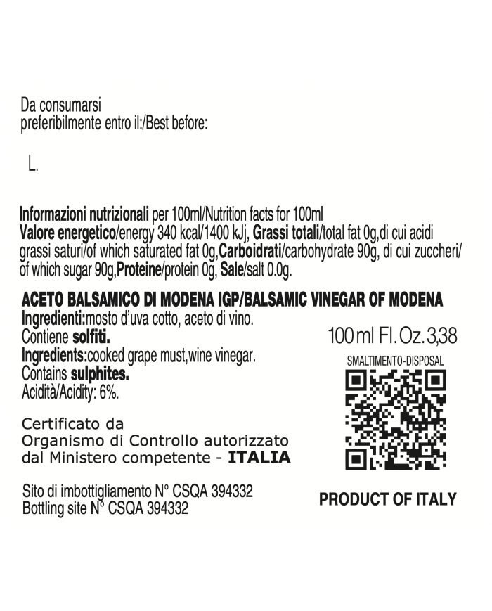 Aceto Balsamico di Modena IGP 4 goccia 100ml