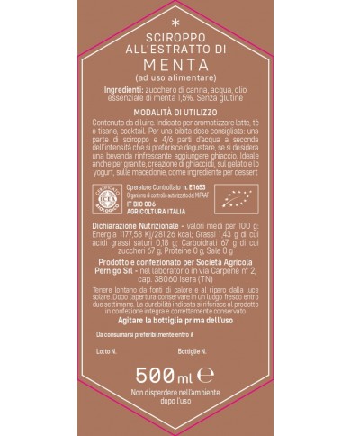 ACQUA DELLE STELLE - Sciroppo all'estratto di Menta - 500ml