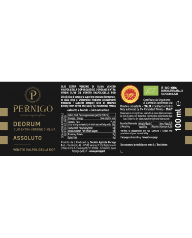 Deorum Olio EVO DOP Veneto Valpolicella BIO -100ml PERNIGO