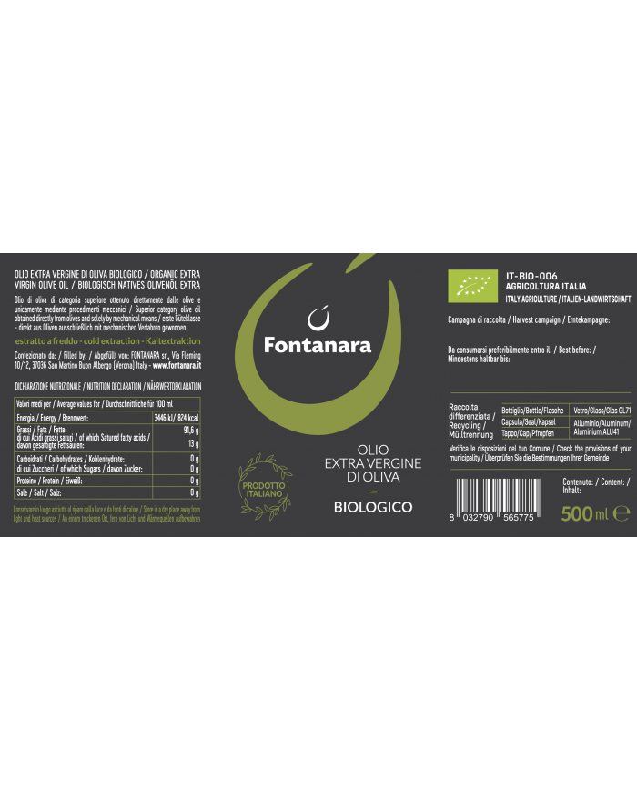 Olio Extra Vergine di Oliva Bio 500ml