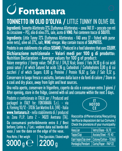 Tonnetto in Olio d'Oliva 3kg