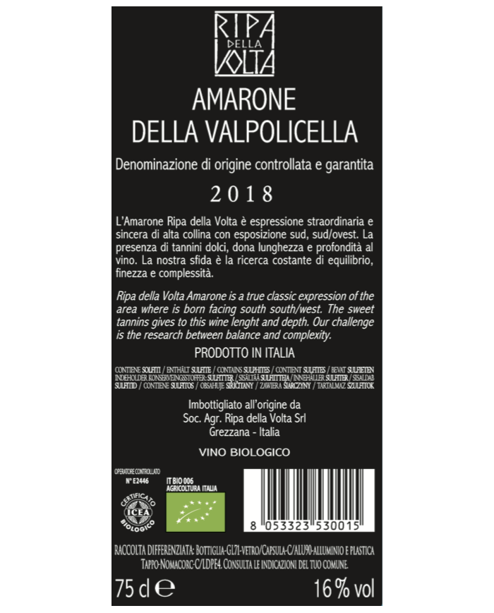 Amarone della Valpolicella DOCG 2018 Ripa della Volta